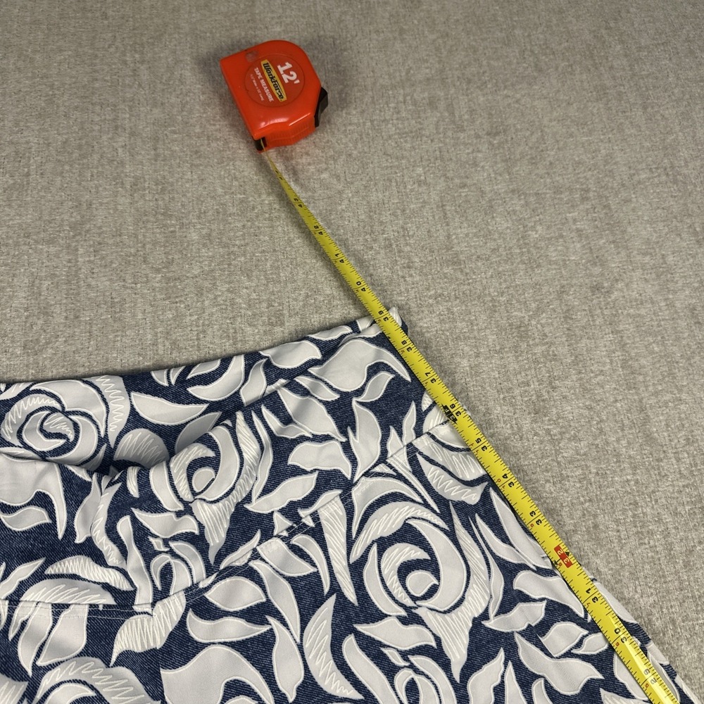 Coco Bianco Wide Leg Pants Blue & White Floral Women 8 Stretch Palazzo Boho USA - Picture 8 of 10